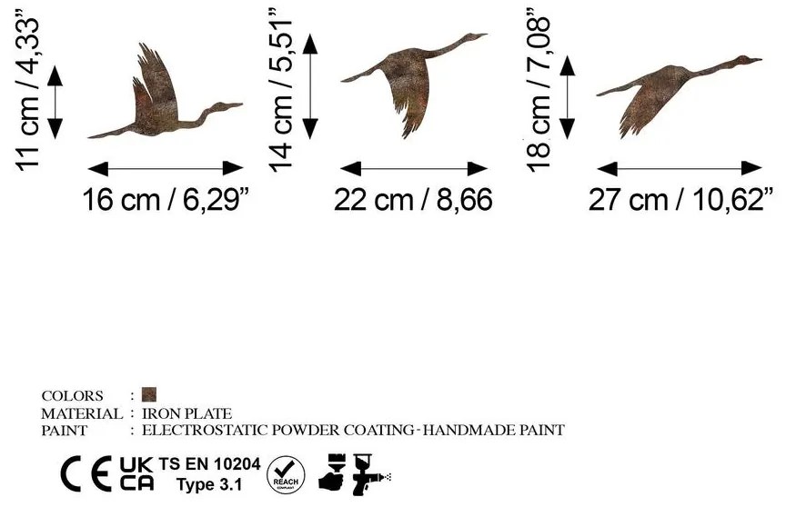 Fém fali dekoráció, Rusty Birds 1