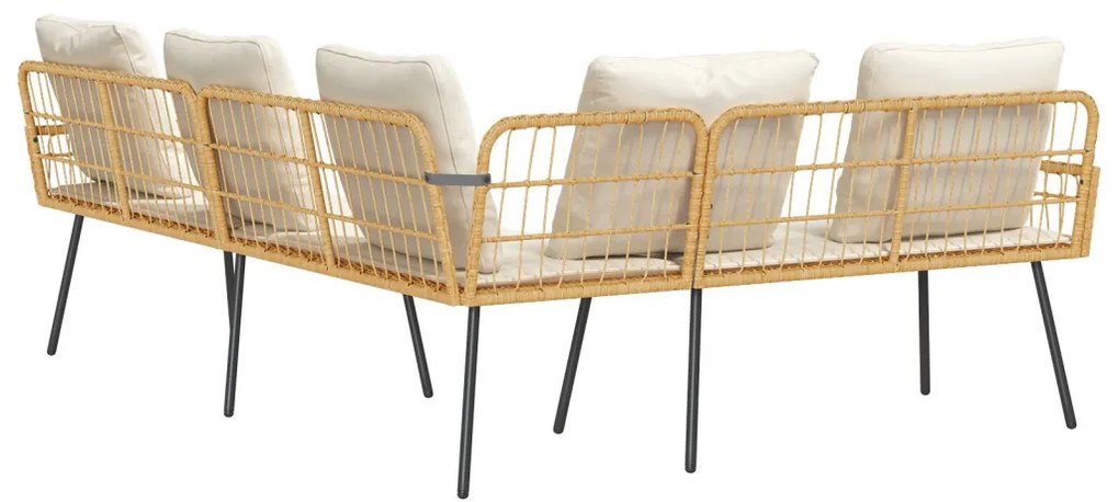 L-alakú kanapé természetes 231x173x78 cm polirattan