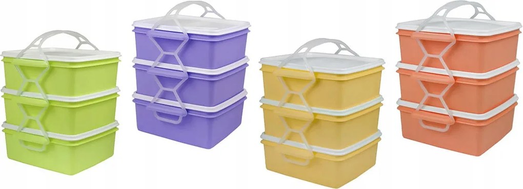 Ételhordó 3x1,2l négyzet alakú 17x15x18,5cm Ph színkeverék