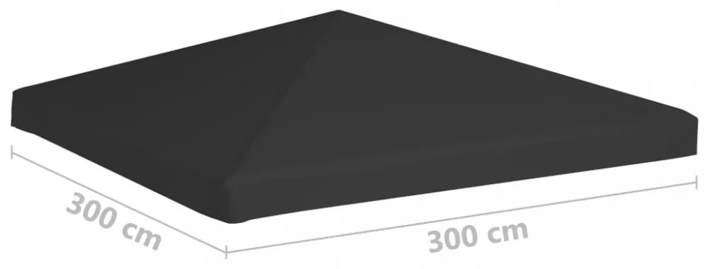 fekete pavilon-tetőponyva 270 g/m² 3 x 3 m