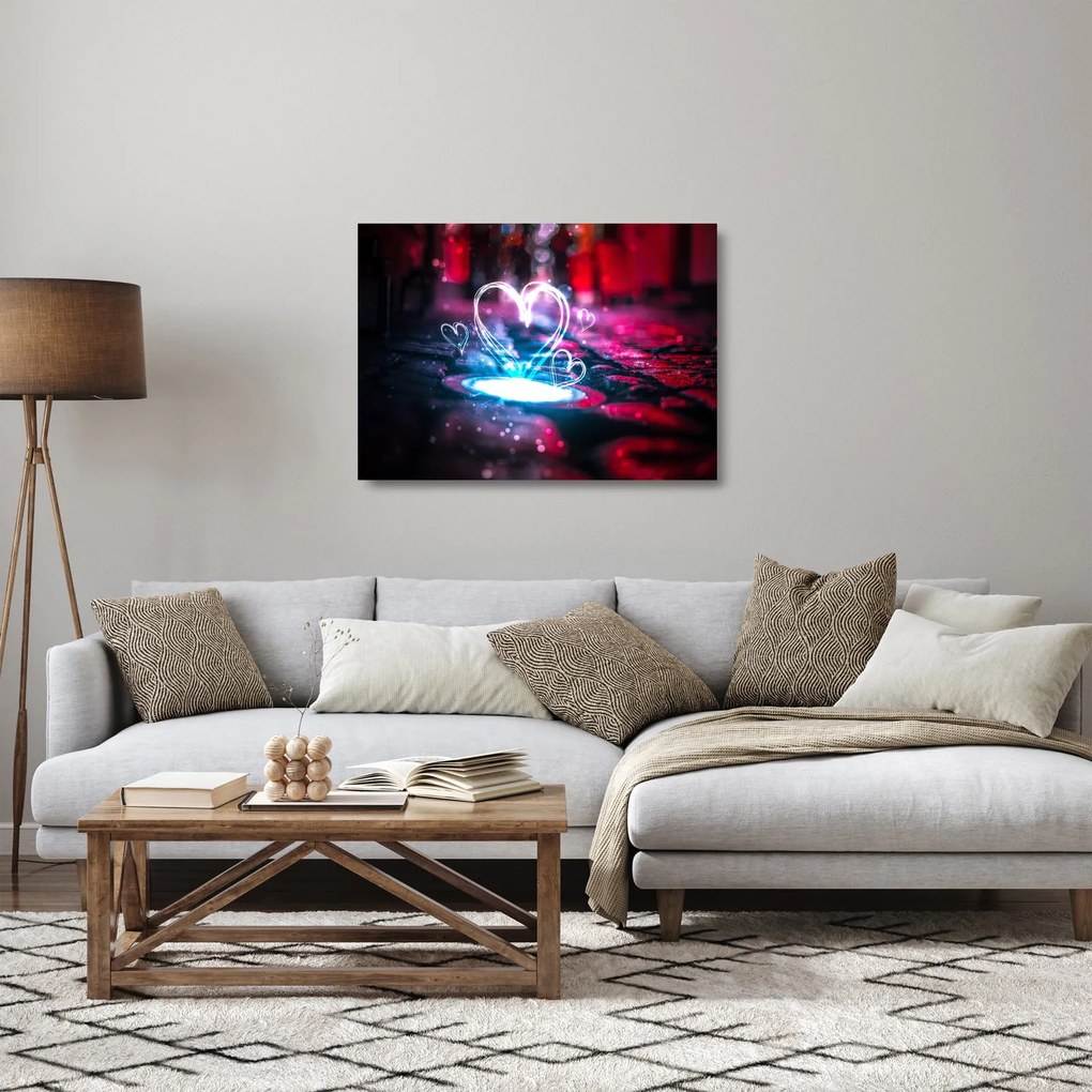 Ragyogó szív képe (üvegen) (70x50 cm)