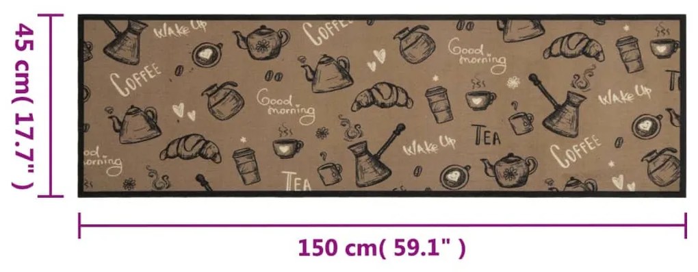 barna reggeli mintás mosható bársony konyhaszőnyeg 45x150 cm