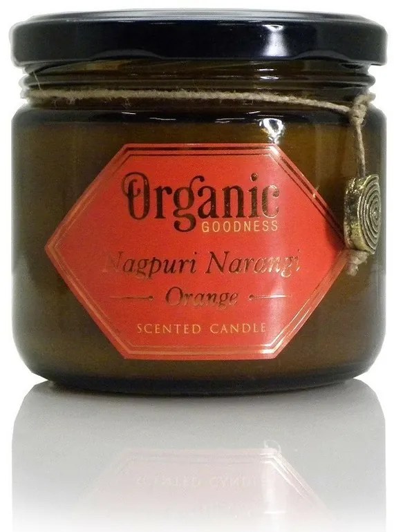 Nagpuri Narangi organikus gyertya - narancssárga,200 g, borostyánszínű üvegben