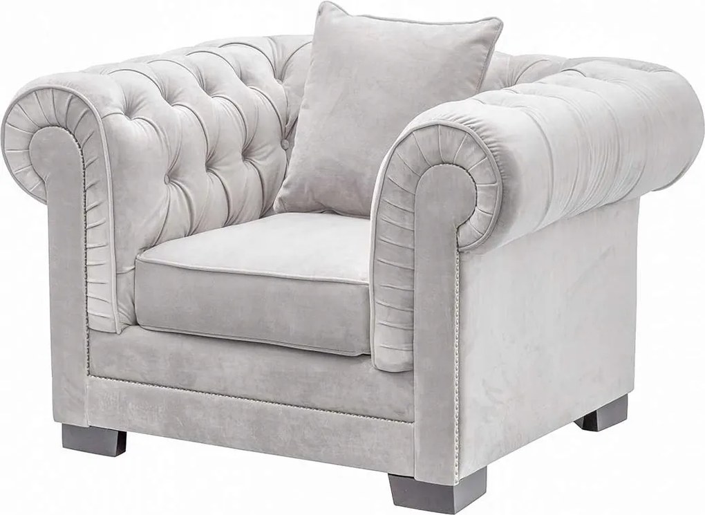 Dekoria Chesterfield Classic fotel, szürke bársony