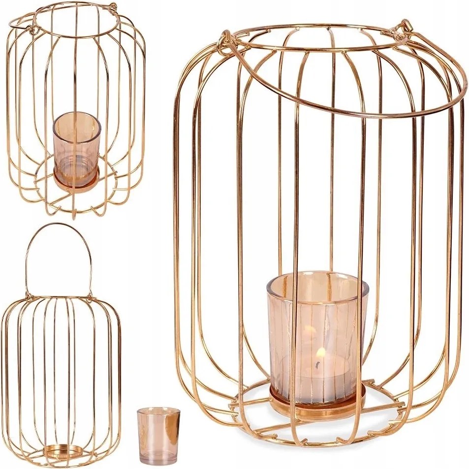 Gyertyatartó Lampion Gyertyatartó Fém Arany Home Styling Collection 21,5cm