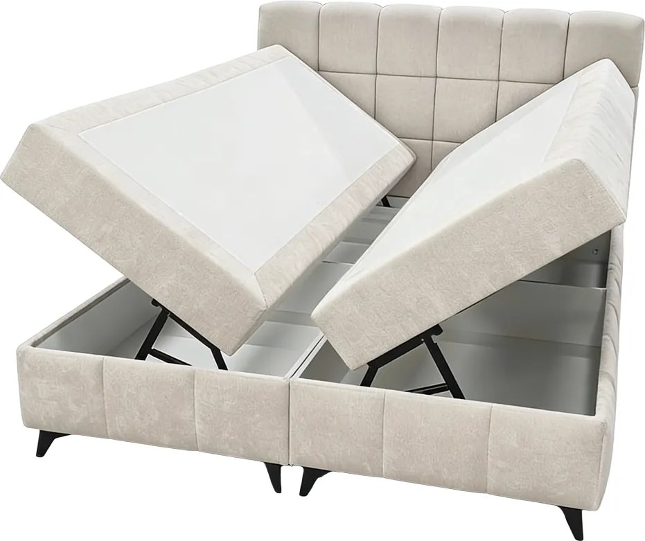 Boxspring ágy, 180x200, bézs, ALMA
