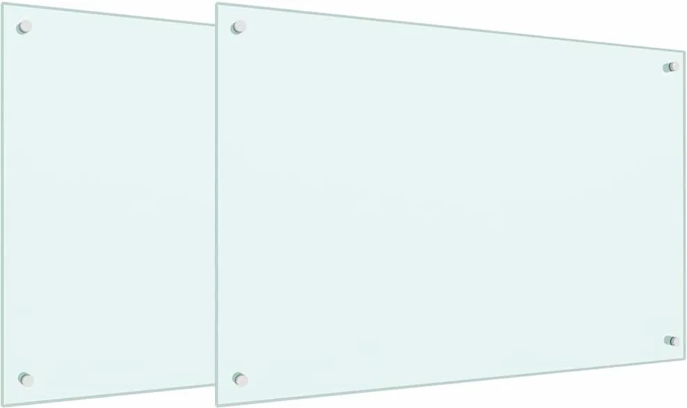 vidaXL Konyhai splashback 2 pcs Fehér 90 x 60 cm edzett üveg