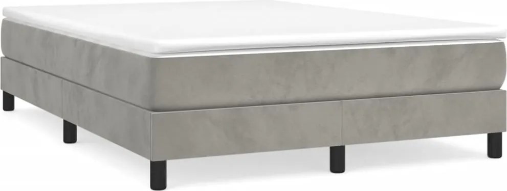 vidaXL világosszürke bársony rugós ágy matraccal 140x190 cm