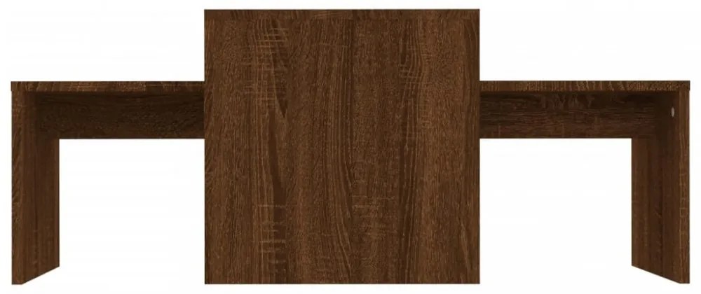 barna tölgyszínű szerelt fa dohányzóasztalszett 100x48x40 cm