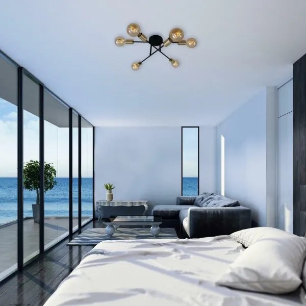 Briloner 3868-065 - Felületre szerelhető csillár BLACK STEEL 6xE27/60W/230V