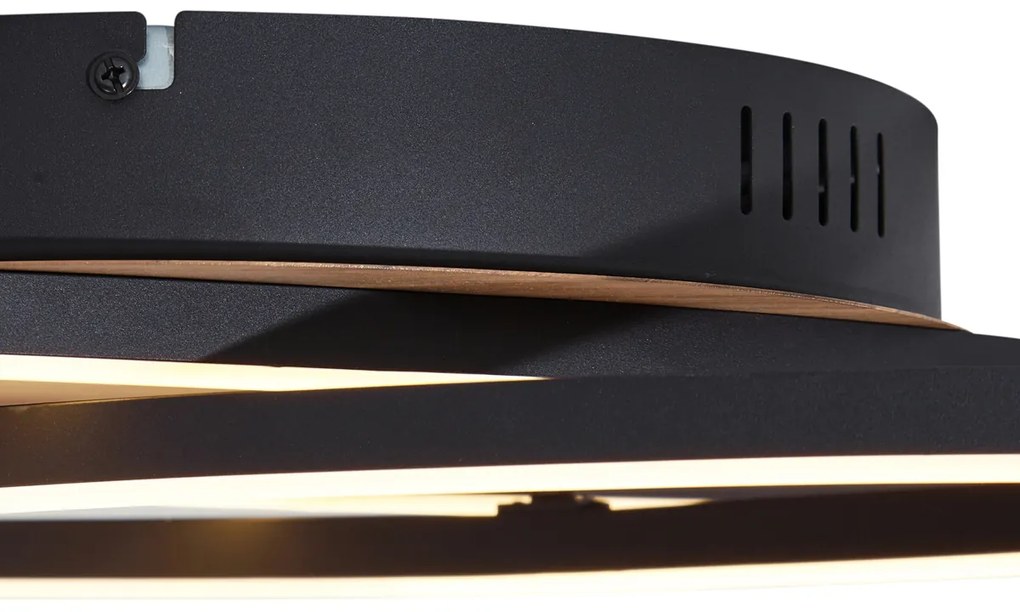 Mennyezeti lámpa fekete diófa színnel, LED-del, 3 fokozatban dimmelhető, 2-lámpás - Kane