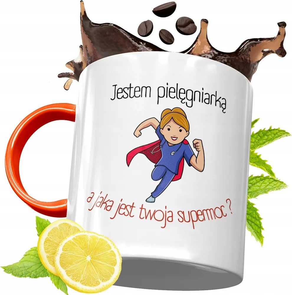 Narancssárga Bögre Ápolónőnek Ajándékba, fényképes nyomattal