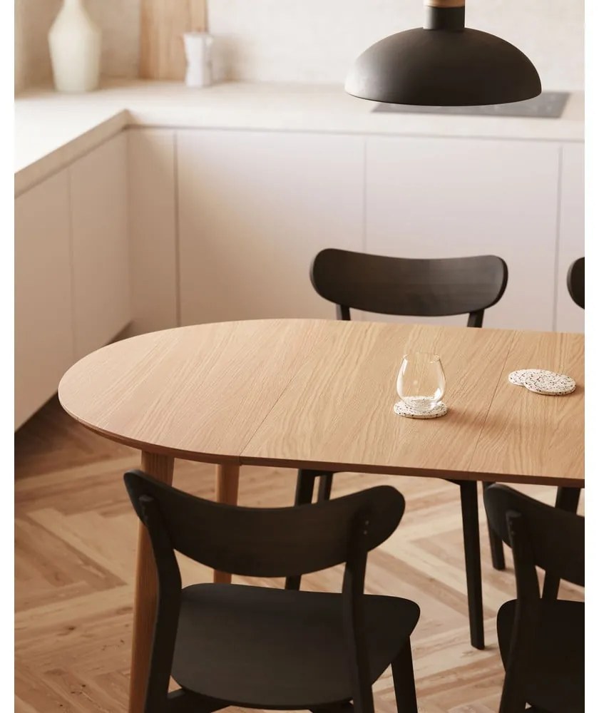 Barna étkezőszék szett tölgyfa dekorral, 2 db-os Safina – Kave Home