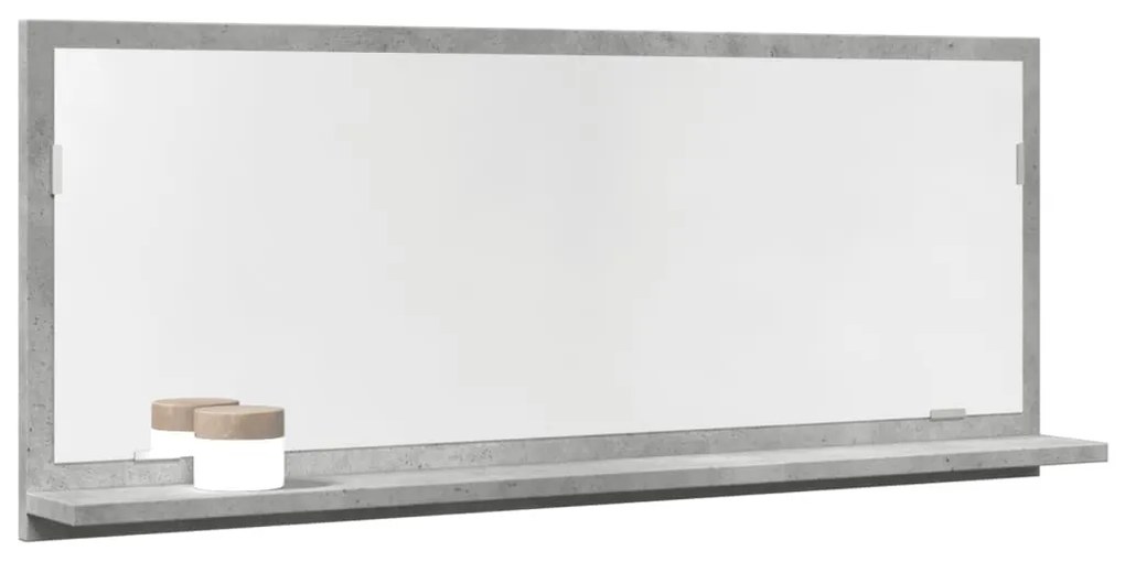 betonszürke szerelt fa tükrös fürdőszobaszekrény 90x11x37 cm