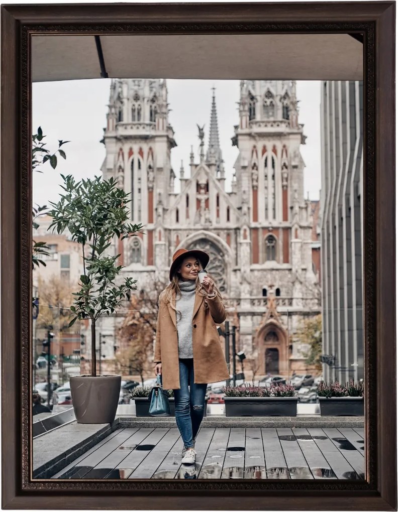 Képkeret 30x40 barna széles keret szilárd üveg