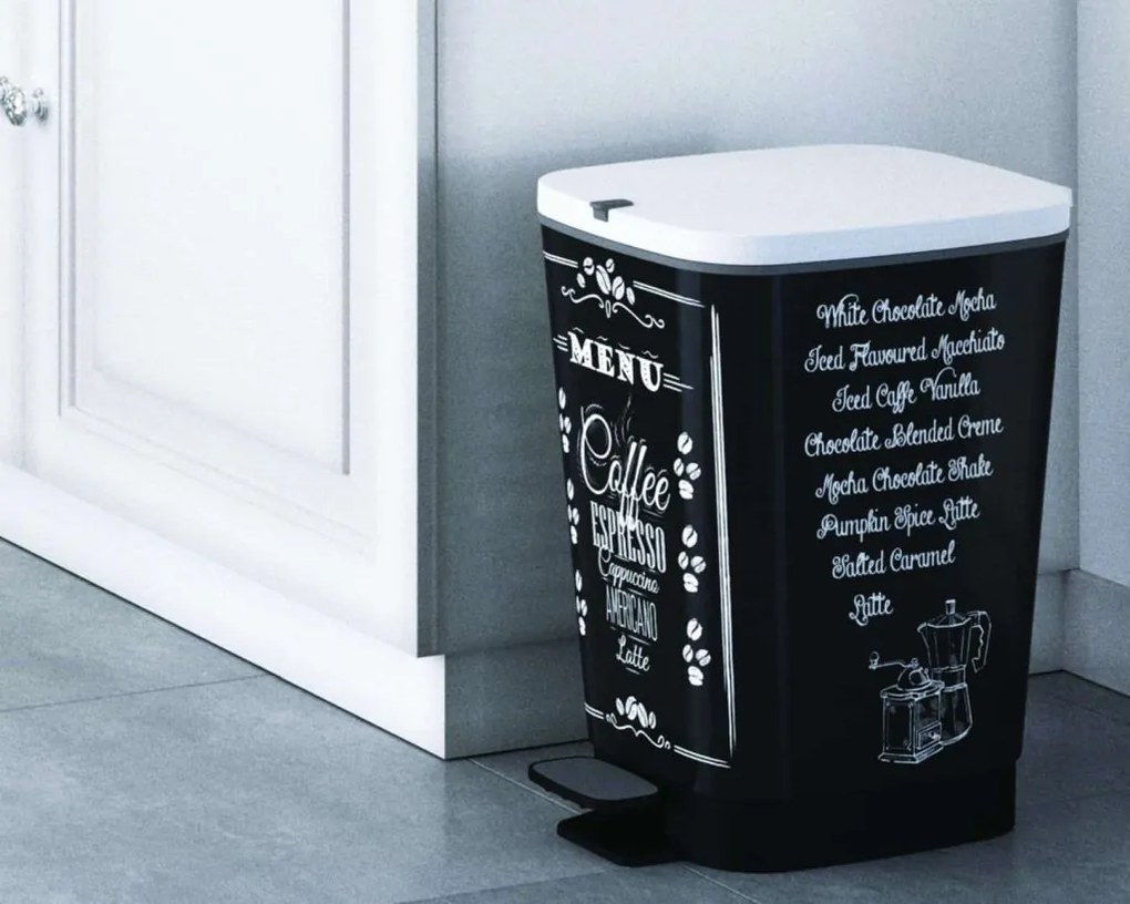 KIS CHIC BIN M 35L pedálos szemetes 26,5 x 40,5 x 45 cm coffee menu