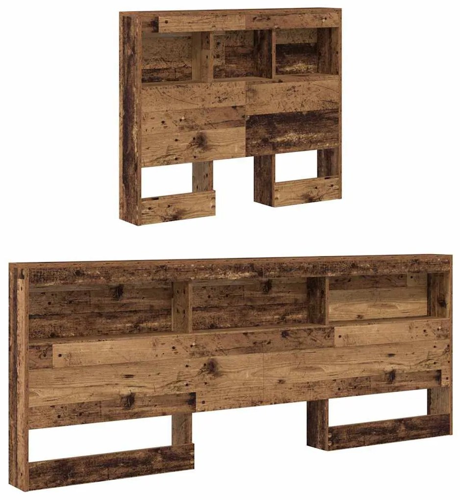 Tároló fejtámla polcokkal fejtámlával Régi fa 100 cm Faanyag