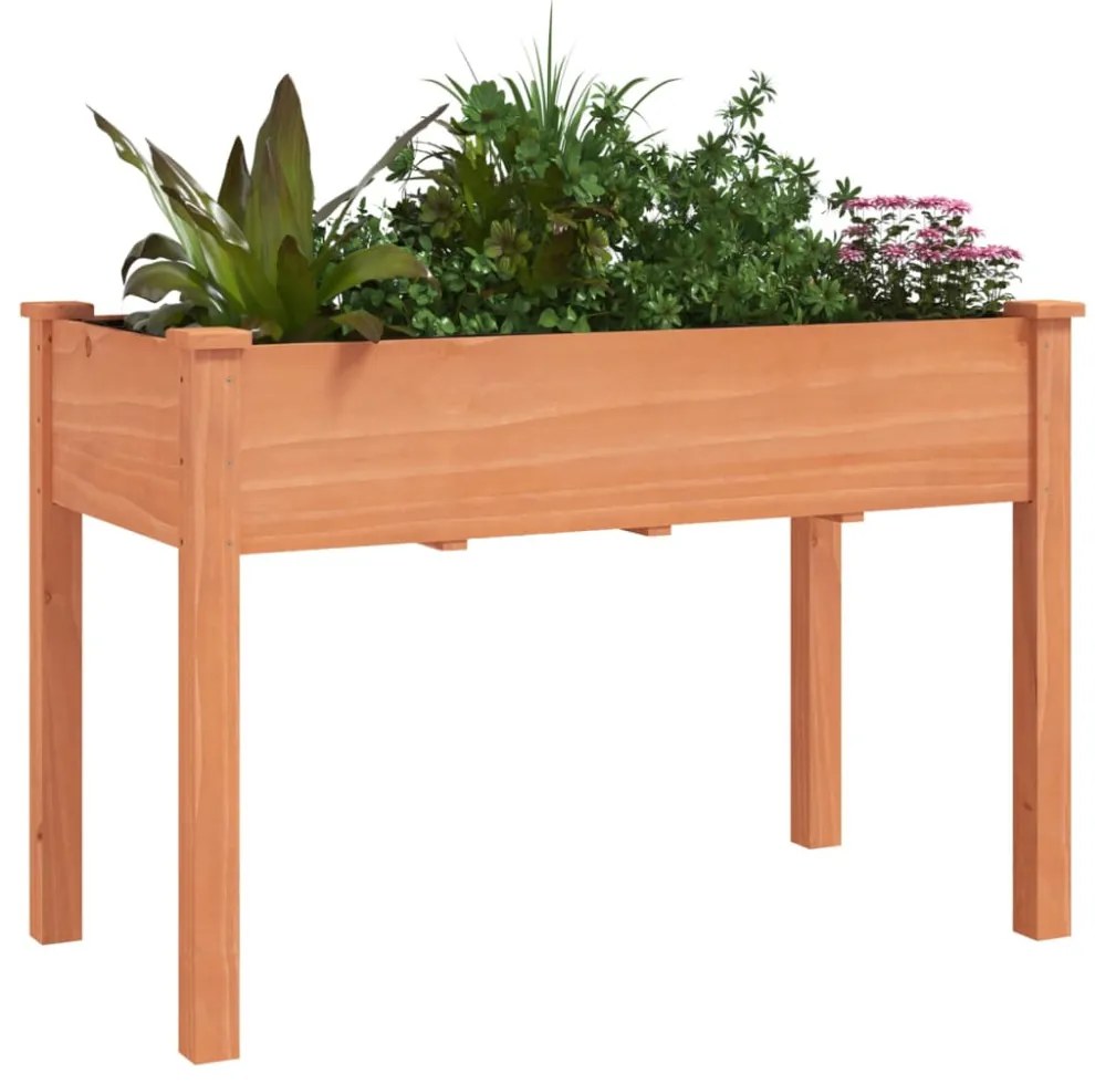 barna tömör fenyőfa kerti ültetőláda béléssel 118 x 59 x 76 cm