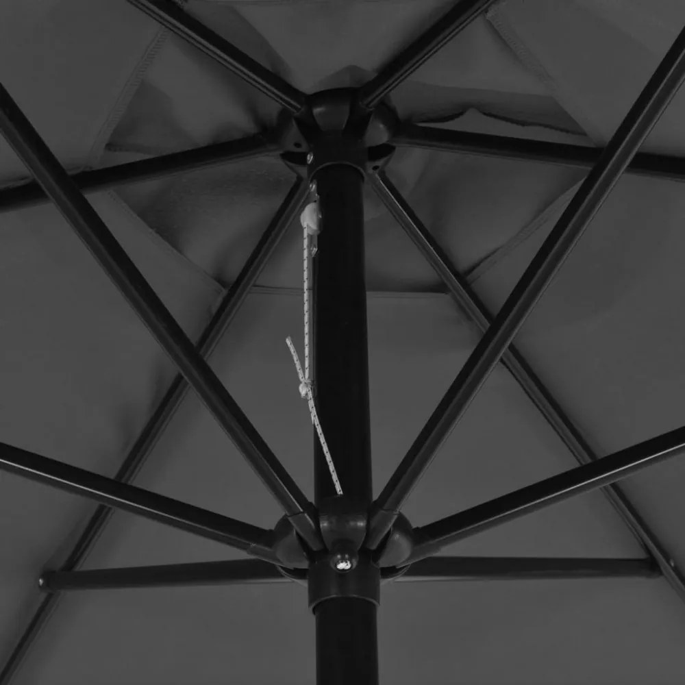 antracitszürke kültéri napernyő fémrúddal, 300 cm átmérőjű