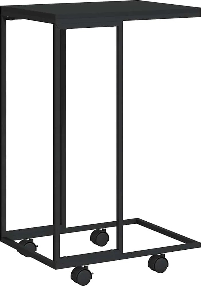 vidaXL fekete szerelt fa kisasztal kerekekkel 40 x 30 x 63,5 cm