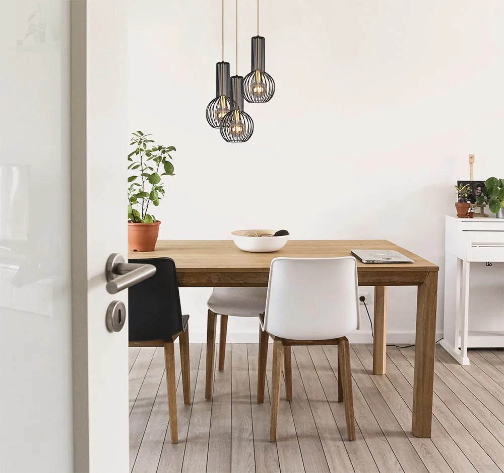 KAJA K-4522 ARVI BLACK Többágú Függesztett Lámpa Fekete E27 IP20