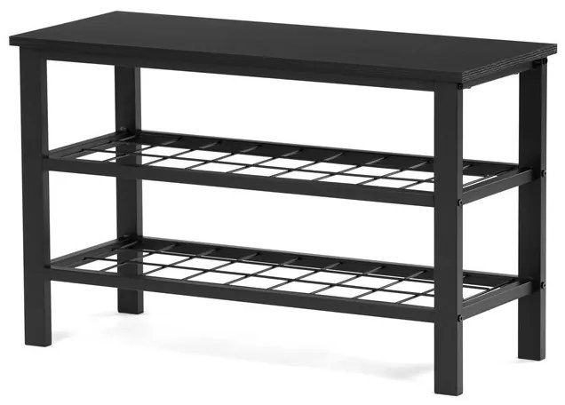 Fekete Fém Cipőtartó, 2 Polcos