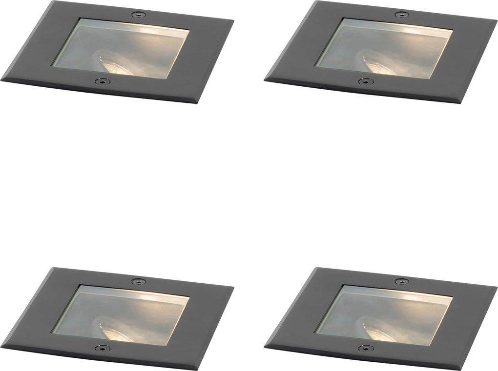 4 darabos modern fekete, állítható, IP65-ös talajba süllyeszthető spotlámpa szett - Oneon