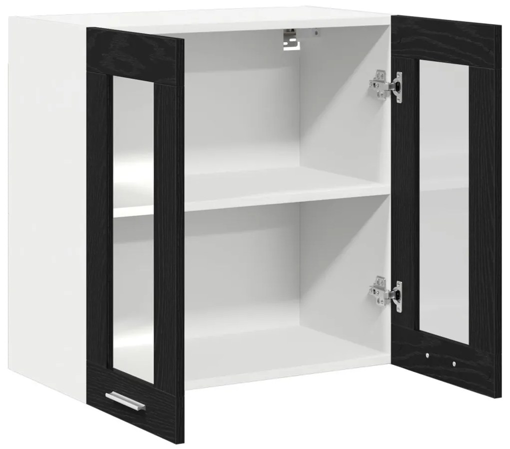 vidaXL Fekete tölgy függő üveg szekrény - 60x31x60 cm, mérnöki fából