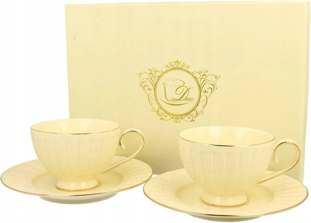 Csészék 220 ml 2 db Nina Ecru porcelán krém elegáns kávé tea