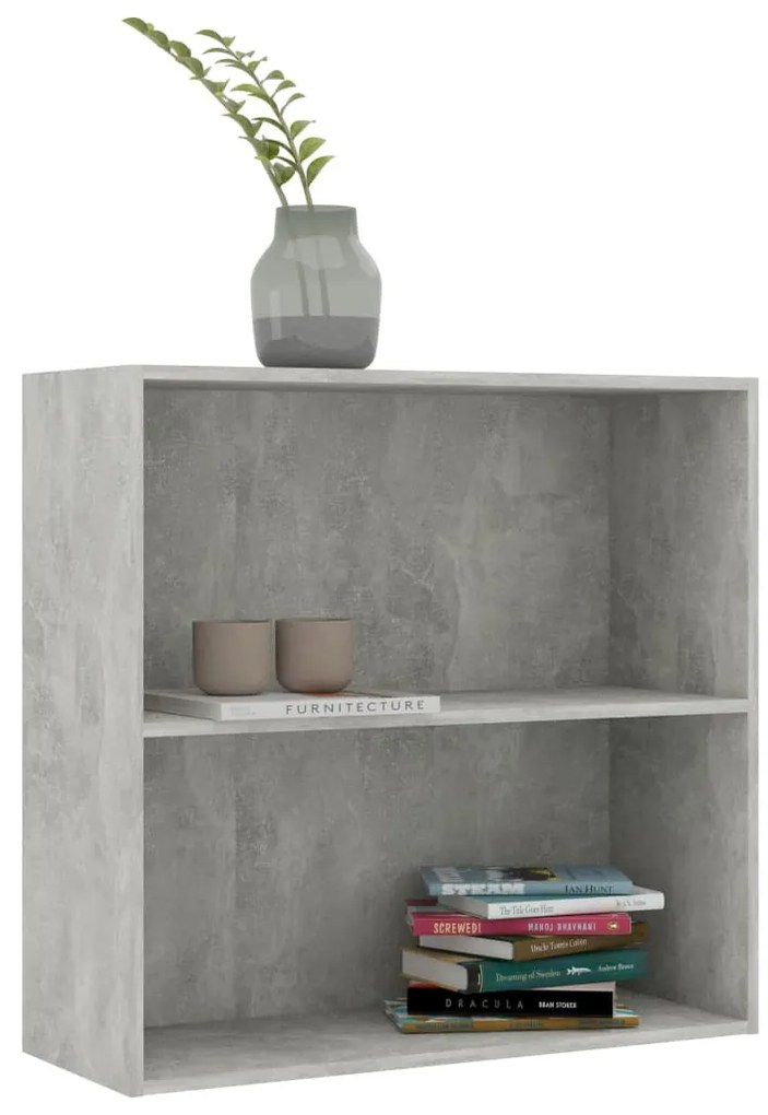 2 szintes betonszürke forgácslap könyvszekrény 80x30x76,5 cm
