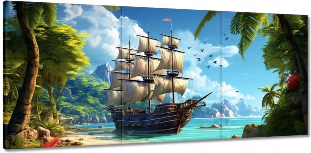 Vászonkép 150x70 Hajó egy paradicsomi szigeten