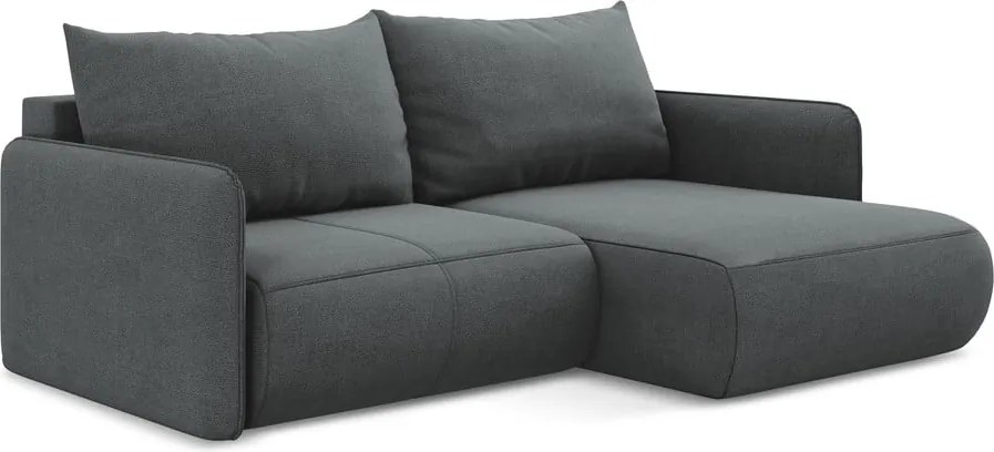 Szürke kinyitható-tárolóhelyes sarokkanapé (jobb oldali) Nanea – Makamii