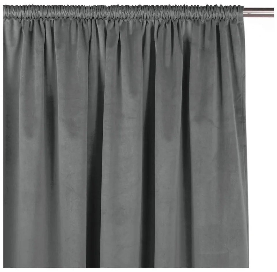 Sötétszürke bársony dimout (részleges sötétítő) függöny 200x250 cm Velto – Filumi