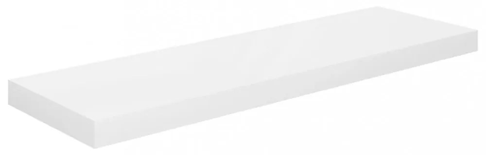 magasfényű fehér MDF lebegő fali polc 80 x 23,5 x 3,8 cm