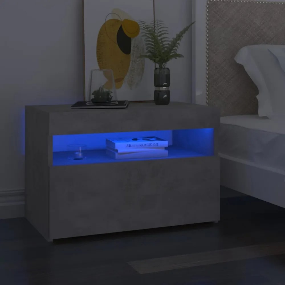 betonszürke TV-szekrény LED-lámpákkal 60 x 35 x 40 cm