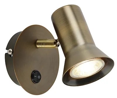 Bronz fali spotlámpa forgatható és dönthető kapcsolóval - Karin 1
