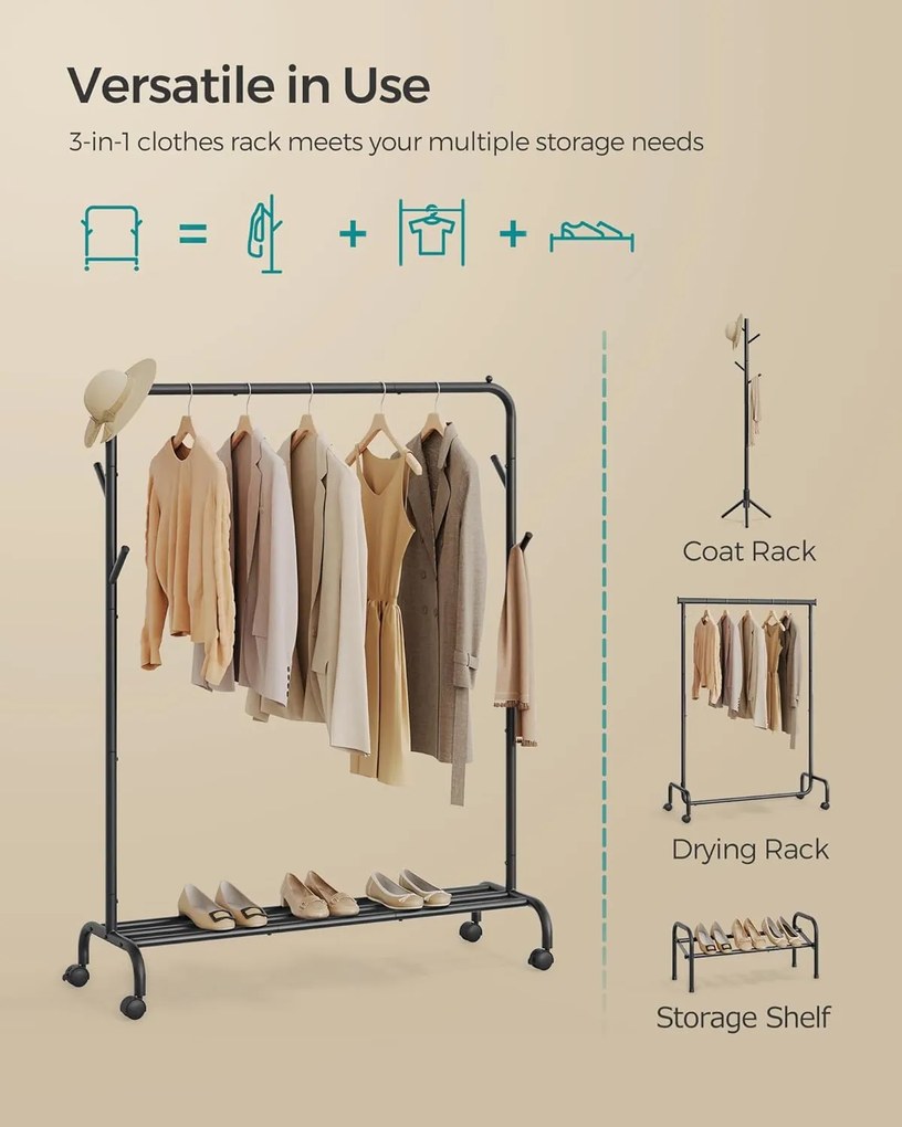 ruhatartó állvány 50 kg maximális teherbírással fekete színben