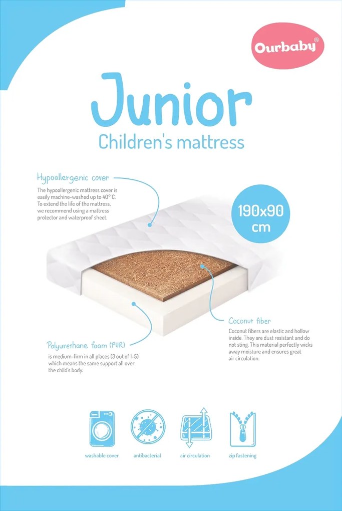 Ourbaby JUNIOR matrac - 90x190 cm Matracok