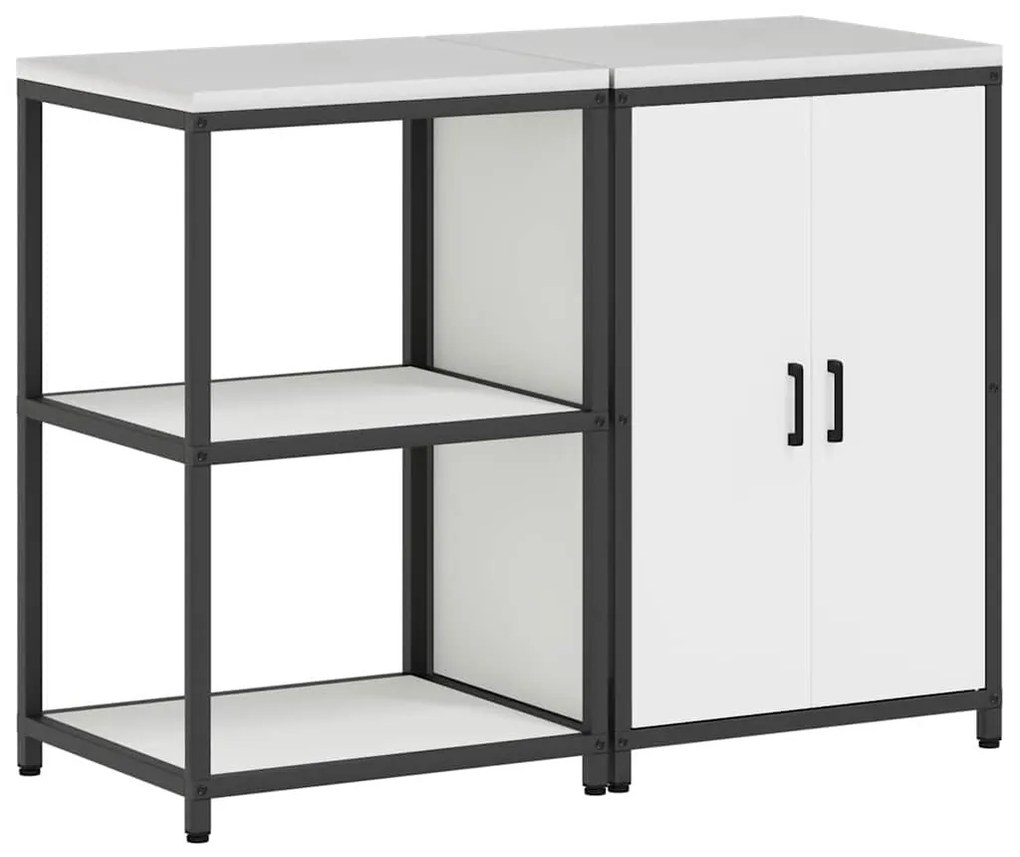 Konyhai Tároló Készlet polcokkal 2 pcs Fehér 120 x 50 x 92 cm