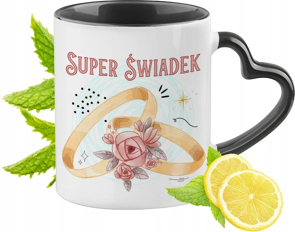 Tanúnak Fekete Bögre Szív Alakú Füllel Ajándék Nyomtatott