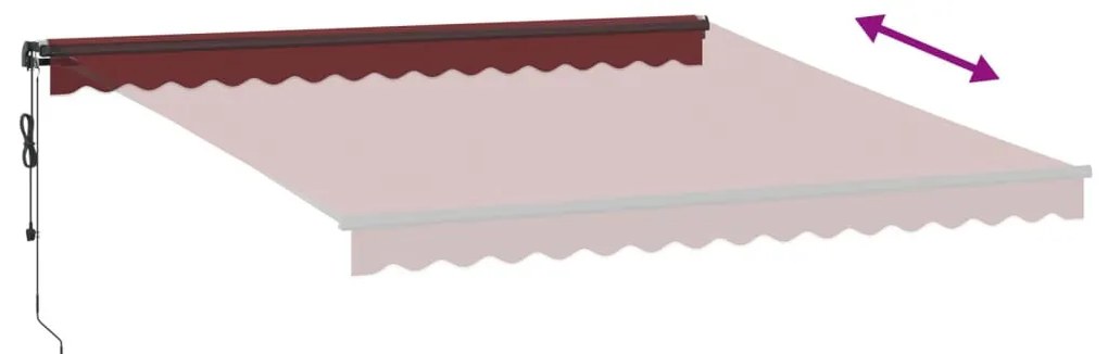 burgundi vörös automata kihúzható LED-es napellenző 400x300 cm
