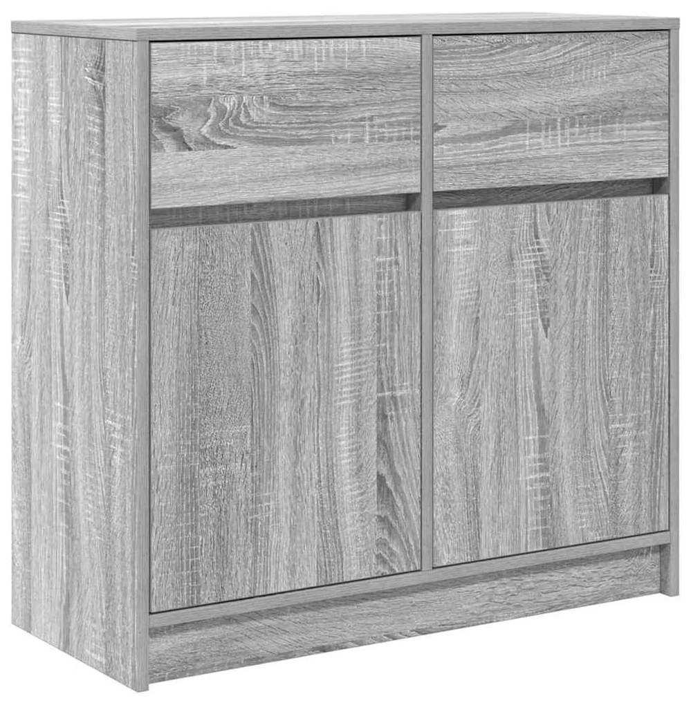 szürke sonoma szerelt fa tálalószekrény fiókos 80x34x76 cm