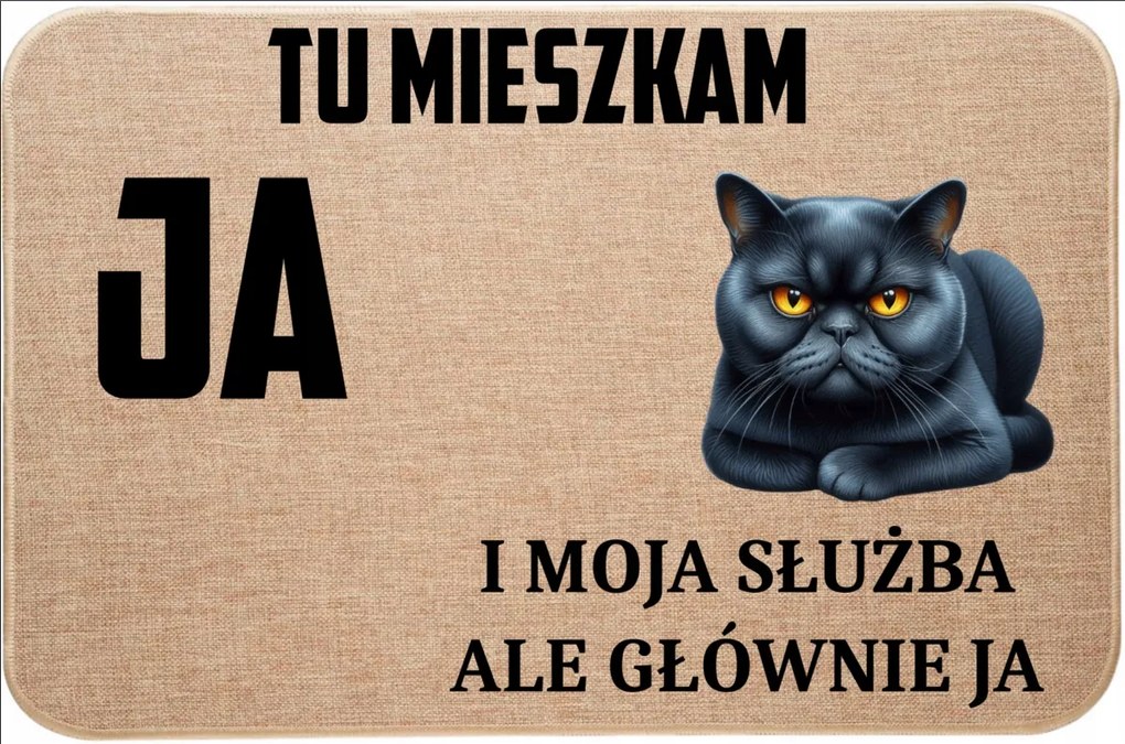 Lenvászon Lábtörlő Macskával Itt Lakom Én És A Szolgálatom, De Főleg Én 3