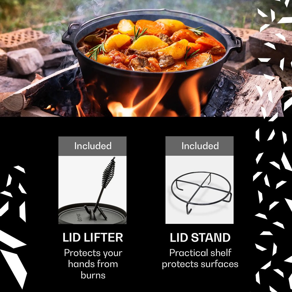 Klarstein Galloway, öntöttvas edény, 7.6 barbecue edény, öntöttvas, hőkezelt, L/7,2 l méret