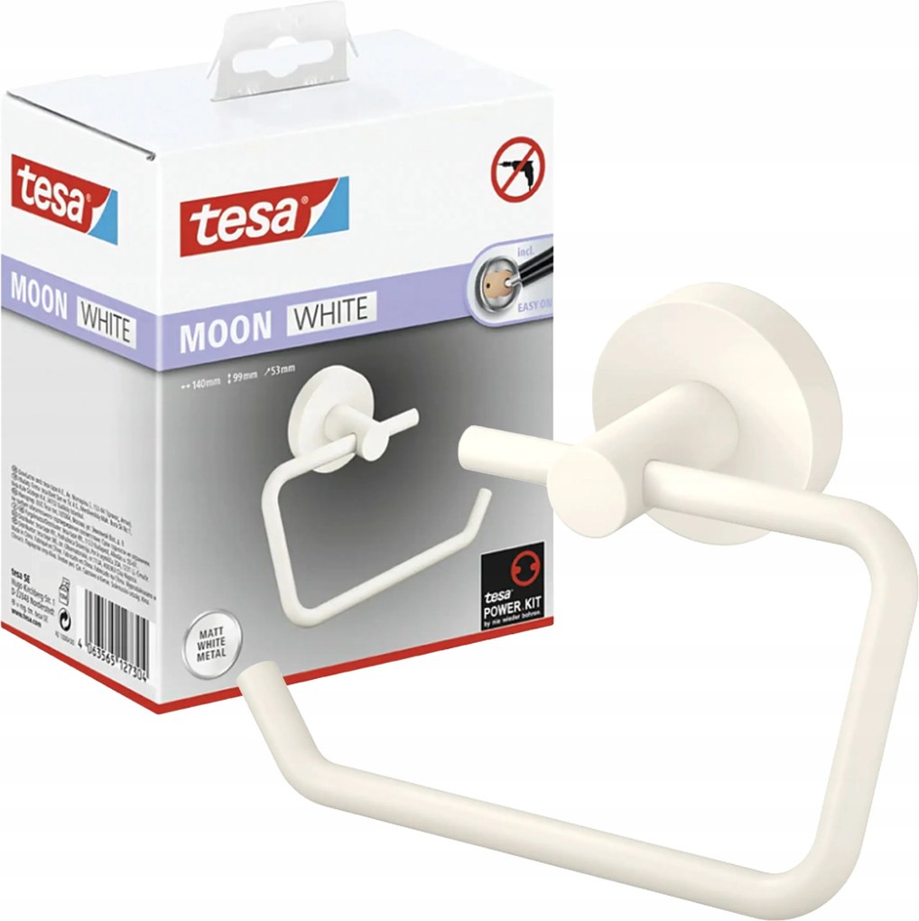 WC-papír tartó öntapadós lógó Tesa Moon White fém