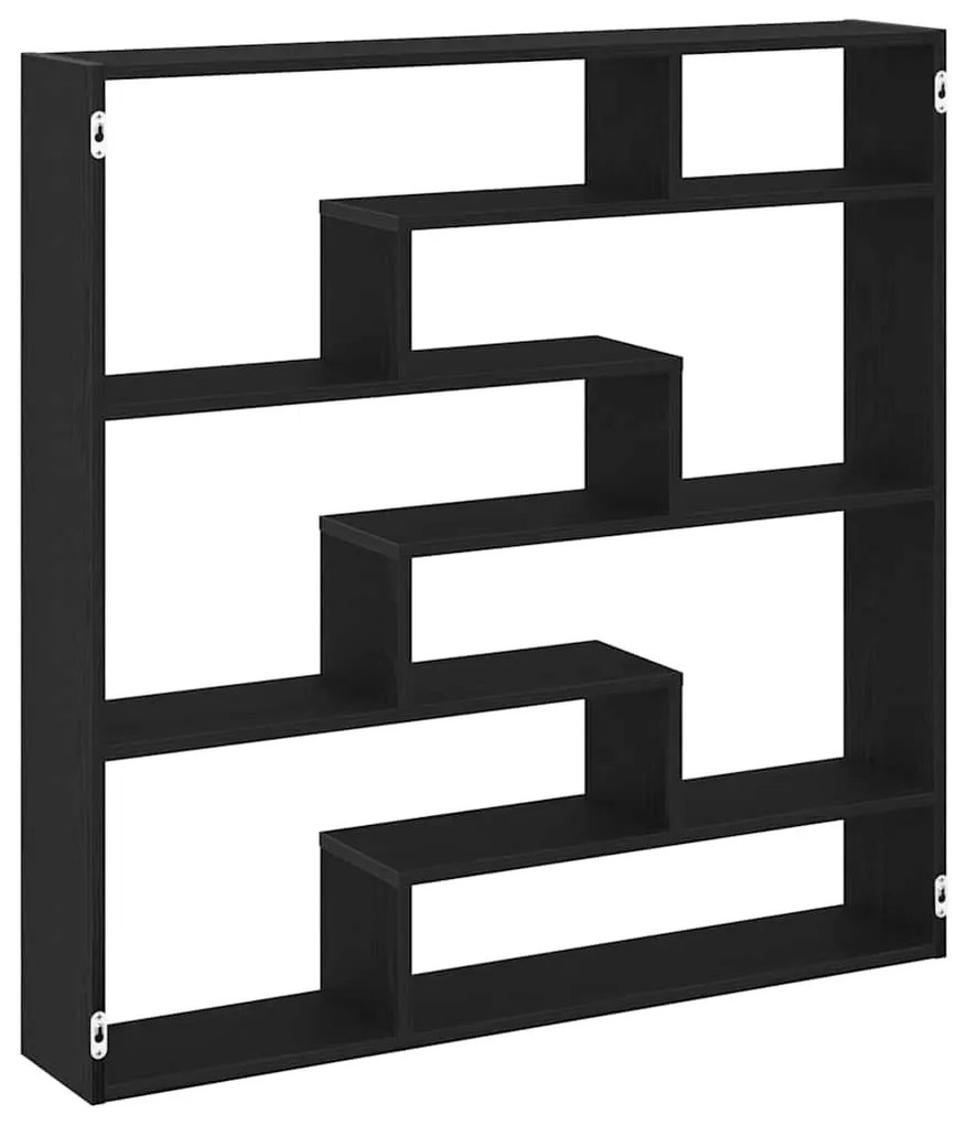 fekete szerelt fa fali kockapolc 7 rekeszes színű