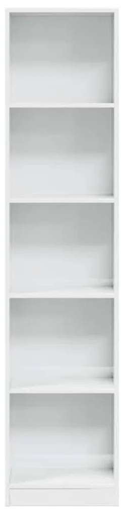 magasfényű fehér szerelt fa könyvespolc 40 x 24 x 176 cm