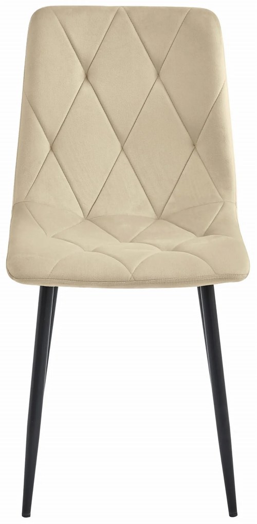 Világosbézs bársony étkezőszék LIBRA fekete lábakkal