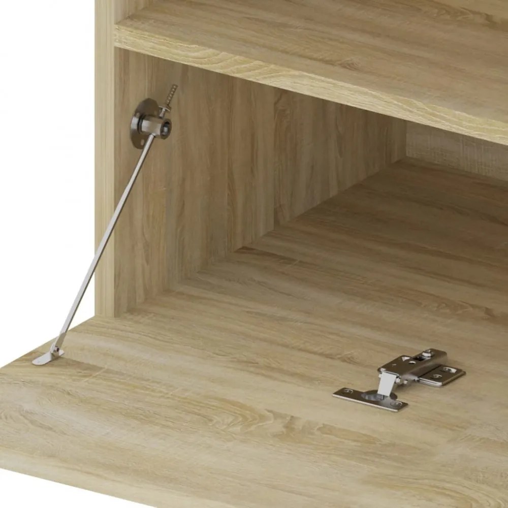 2 db sonoma tölgy színű TV-szekrény LED-ekkel 75 x 35 x 40 cm