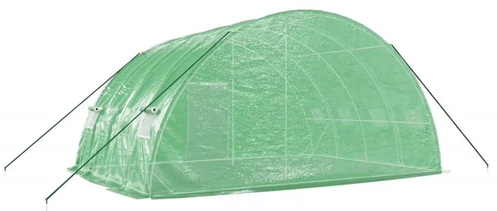 zöld acélvázas melegház 24 m² 6 x 4 x 2,85 m